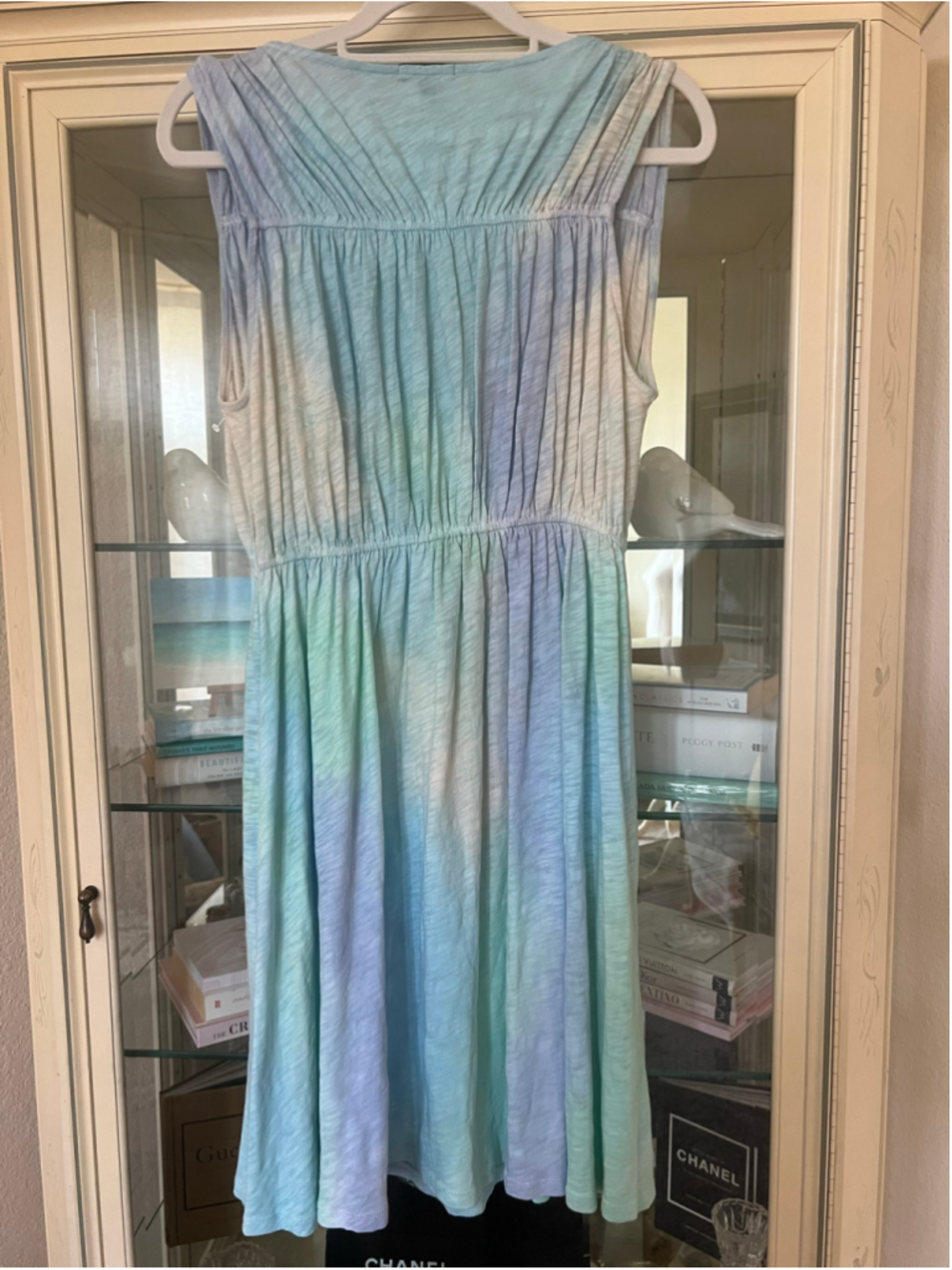 ATM Mini Dress Size L Blue Green Tie Dye Sleeveless New Boho Chic - Picture 7 of 9